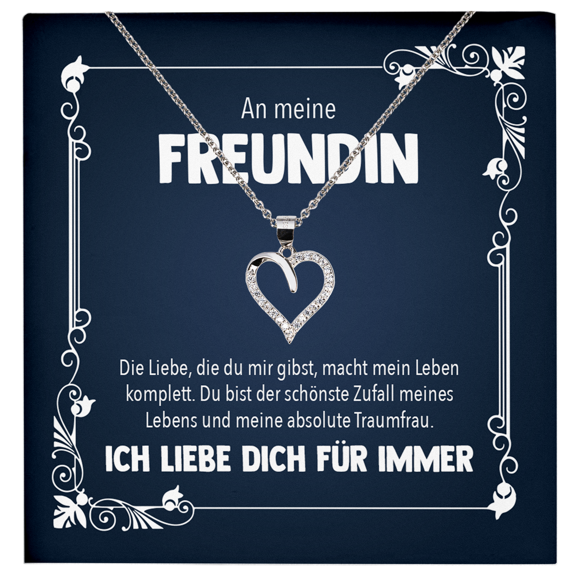 22Feels® Freundin Geschenk zu Jahrestag, Valentinstag und co. - Echt Silber 925/000 Schmuckset: Herz Halskette mit Botschaftskarte-Schmuck mit Botschaftskarte - Herz21-22Feels