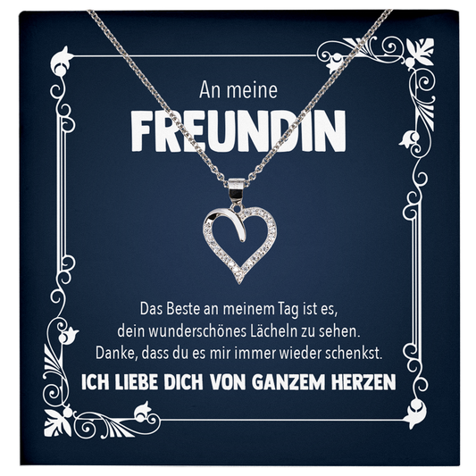 22Feels® Freundin Geschenk zu Jahrestag, Valentinstag und co. - Echt Silber 925/000 Schmuckset: Herz Halskette mit Botschaftskarte-Schmuck mit Botschaftskarte - Herz21-22Feels