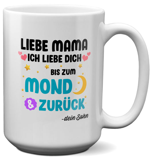 22Feels® Mama Geschenk von Sohn - XL Tasse mit Spruch (Weiss, 440ml)-Weisse XL Tasse 440ml-22Feels