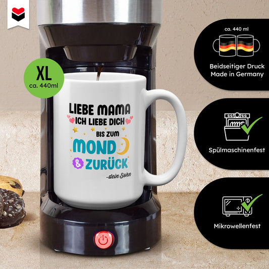 22Feels® Mama Geschenk von Sohn - XL Tasse mit Spruch (Weiss, 440ml)-Weisse XL Tasse 440ml-22Feels