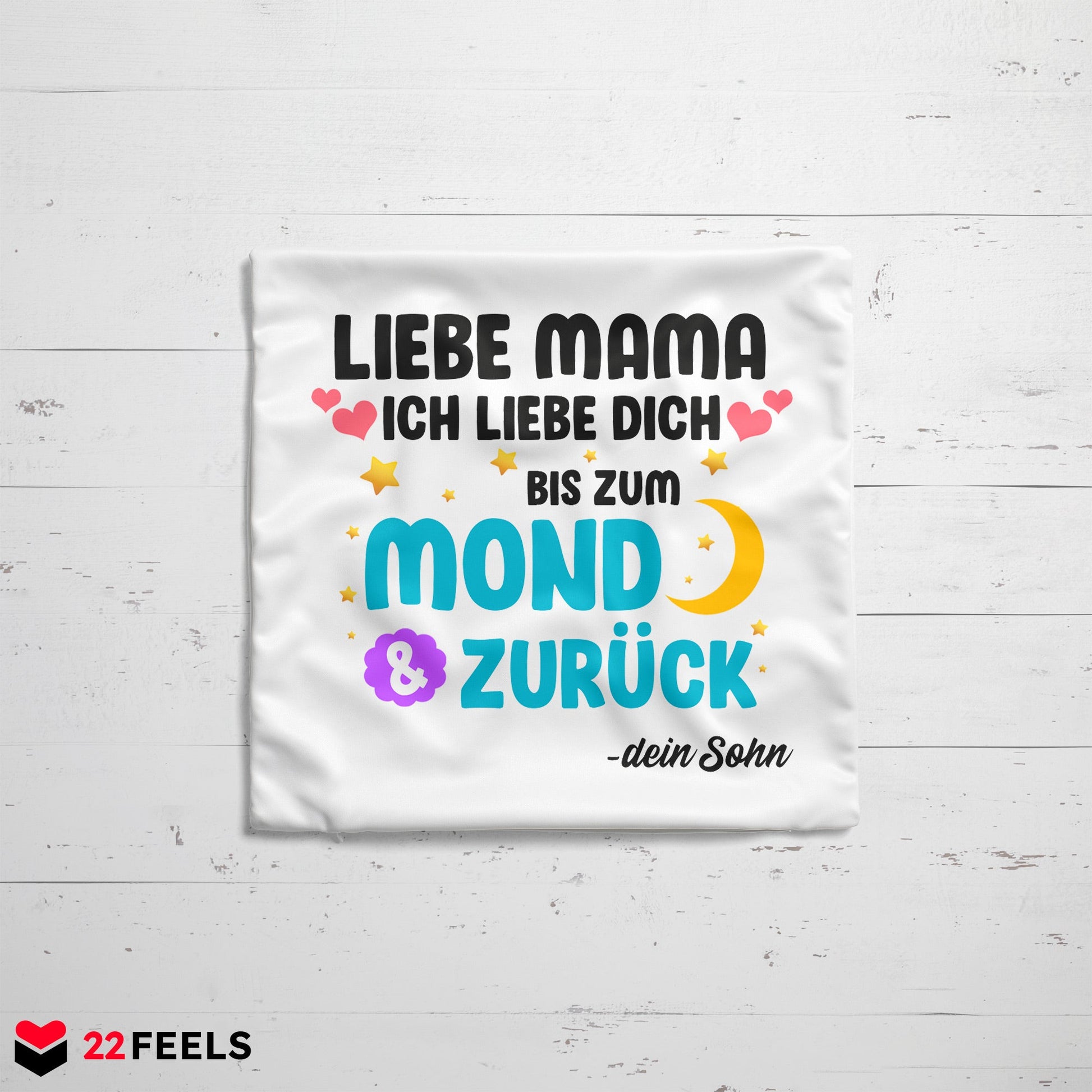 22Feels® Mama Geschenk vom Sohn - Kissen mit Spruch (Weiss 40x40cm)-Kissen Weiss 40x40-22Feels