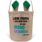 22Feels® Mama Osterkorb von Sohn Mutter mit Henkel Ostergeschenk Tragetasche Ostern Deko Osternest Körbchen Hasenohren (Beige/Grün)-Ostern Tragetasche-22Feels