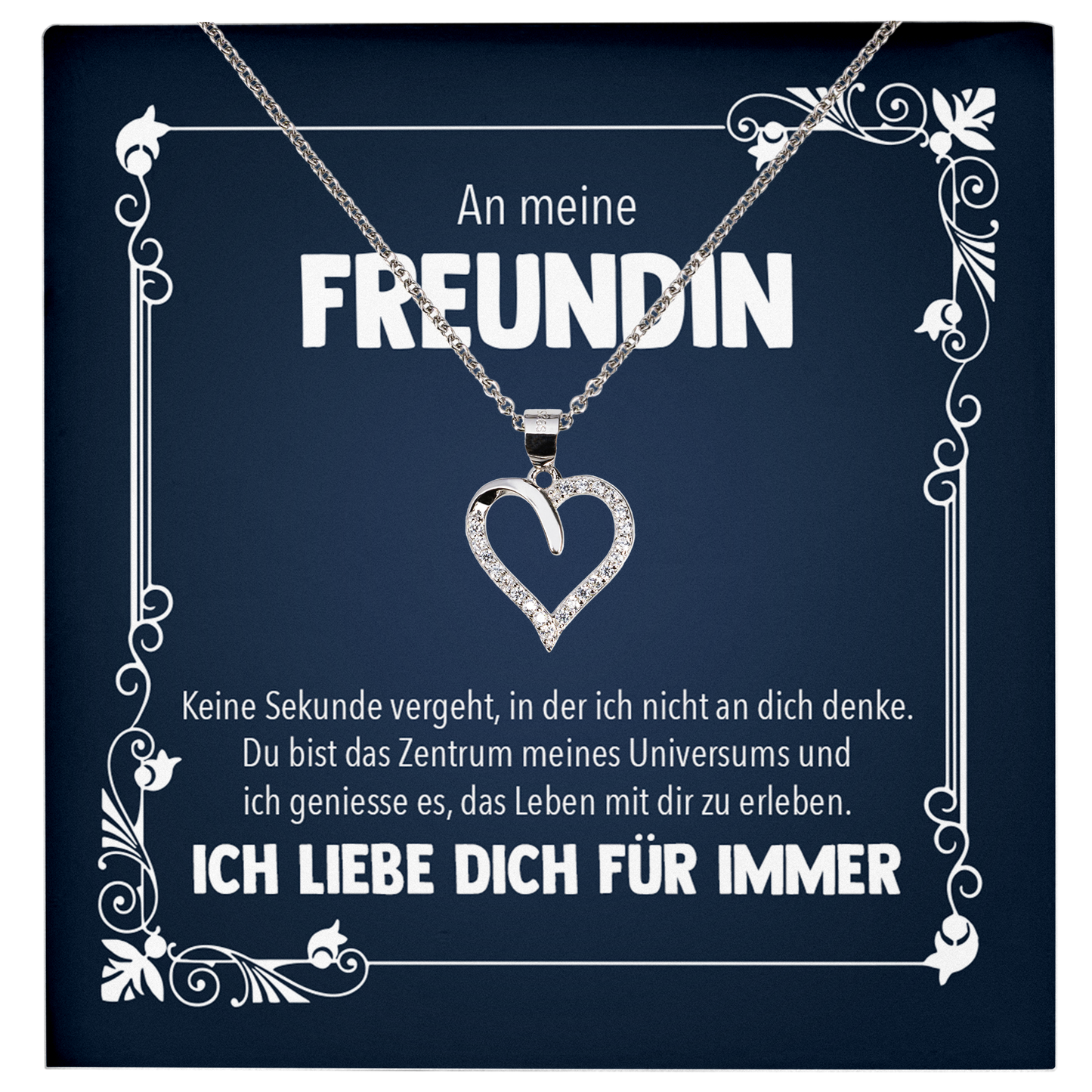 22Feels® Jahrestag, Valentinstag und co. Geschenk für Freundin - Echt Silber 925/000 Schmuckset: Herz Halskette mit Botschaftskarte-Schmuck mit Botschaftskarte - Herz21-22Feels