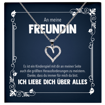 22Feels® Freundin Geschenk zu Jahrestag, Valentinstag und co. - Echt Silber 925/000 Schmuckset: Herz Halskette mit Botschaftskarte-Schmuck mit Botschaftskarte - Herz21-22Feels