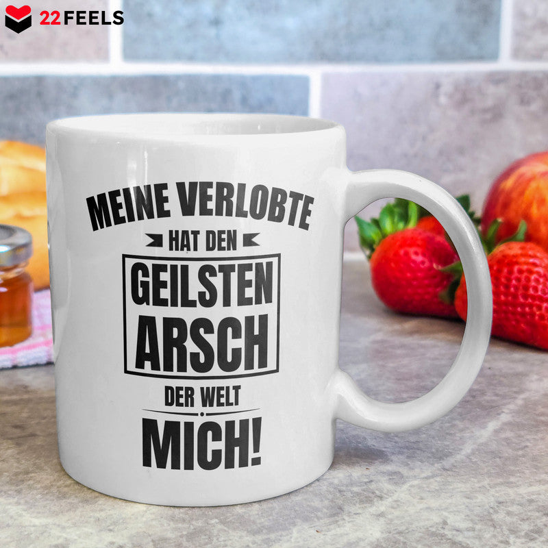 22Feels® Geschenk für verlobte Männer - Tasse mit Spruch: Geilster Arsch (Weiss, 320ml)-Weisse Tasse 320ml-22Feels