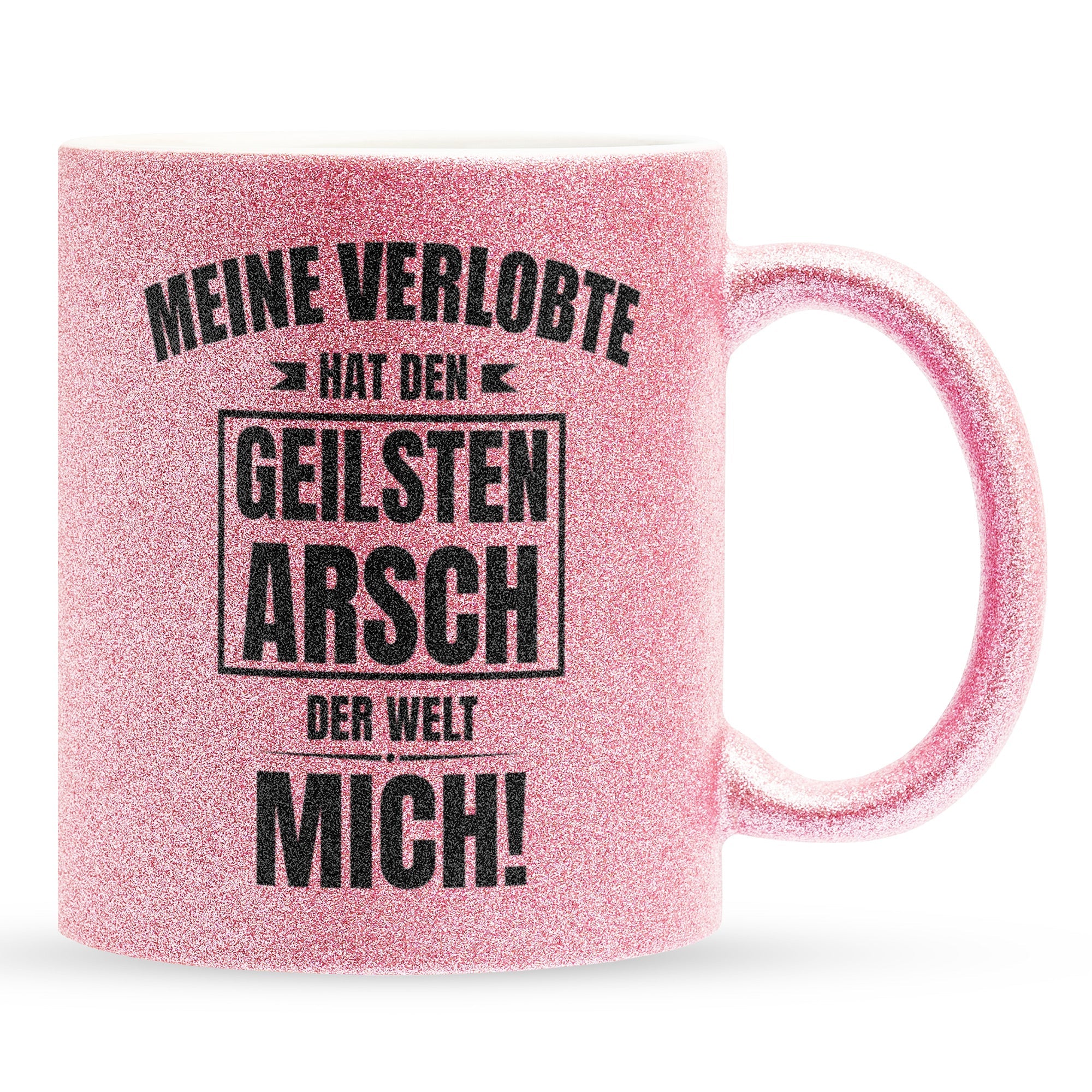 22Feels® Verlobter Geschenk - Glitzertasse mit Spruch (Pink, 320ml)-Glitzertasse Pink 320ml-22Feels
