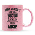 22Feels® Verlobter Geschenk - Glitzertasse mit Spruch (Pink, 320ml)-Glitzertasse Pink 320ml-22Feels