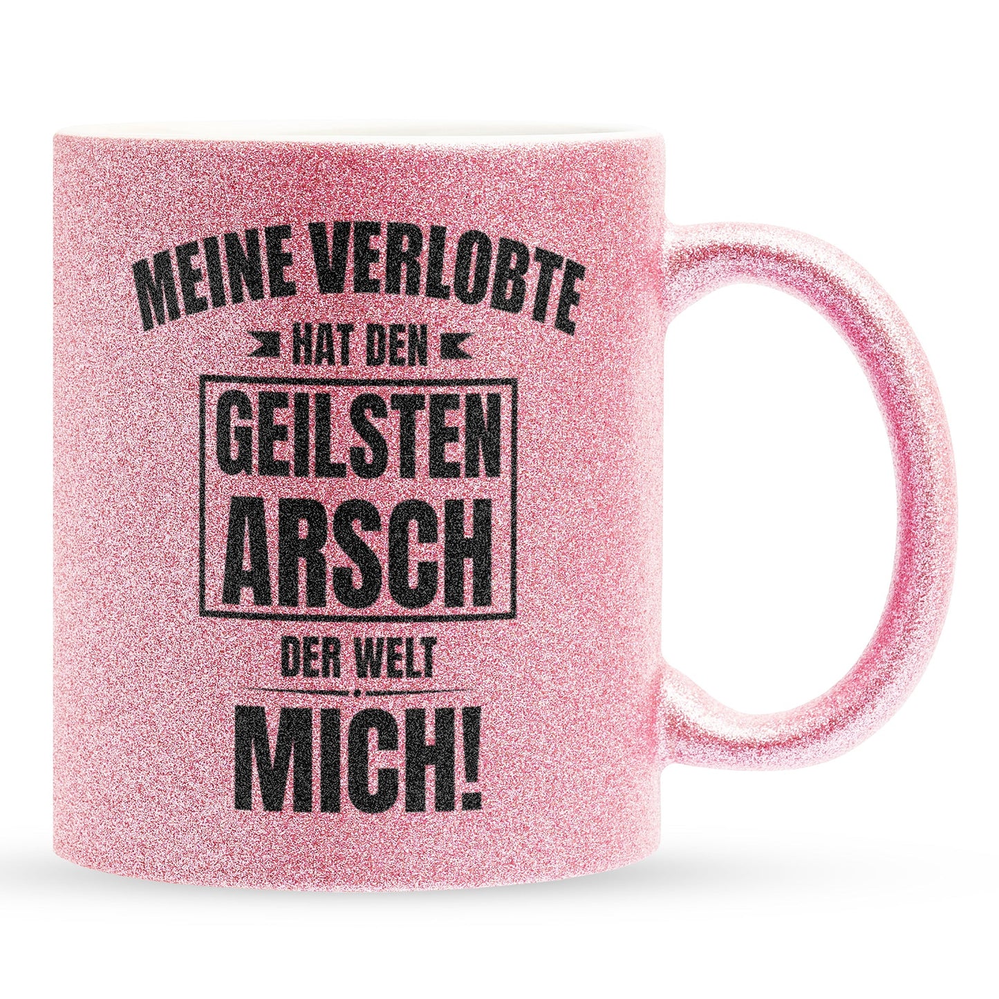 22Feels® Verlobter Geschenk - Glitzertasse mit Spruch (Pink, 320ml)-Glitzertasse Pink 320ml-22Feels