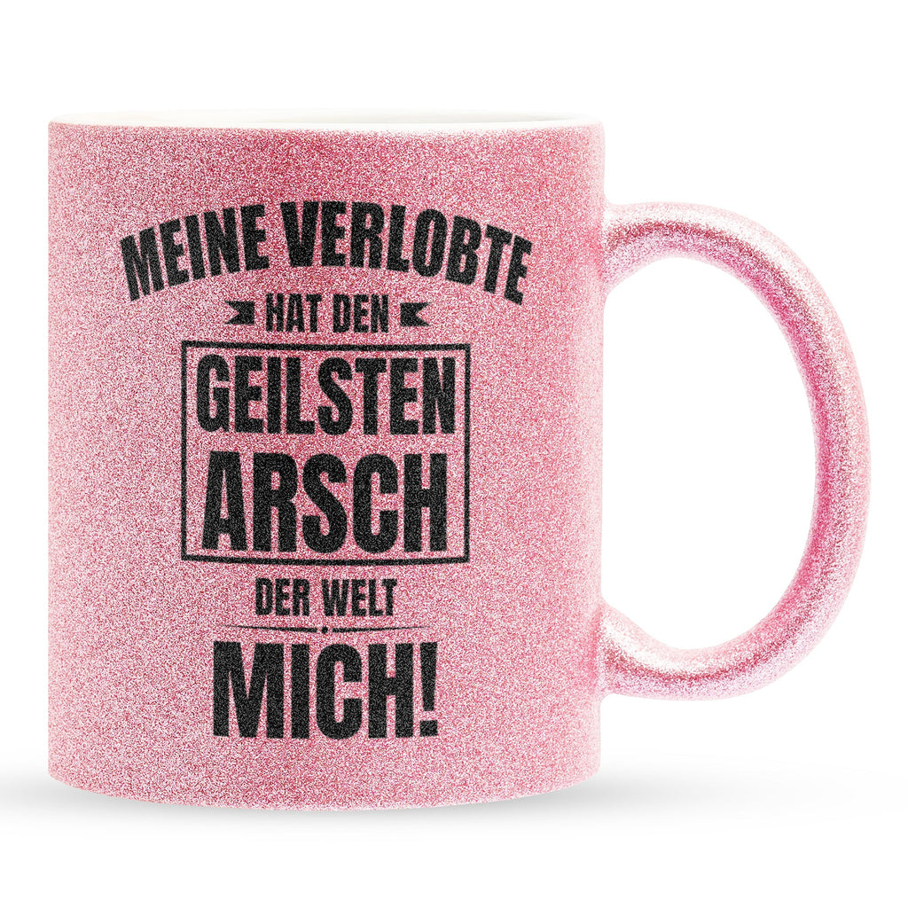 22Feels® Verlobter Geschenk - Glitzertasse mit Spruch (Pink, 320ml)-Glitzertasse Pink 320ml-22Feels