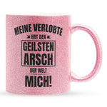 22Feels® Verlobter Geschenk - Glitzertasse mit Spruch (Pink, 320ml)-Glitzertasse Pink 320ml-22Feels