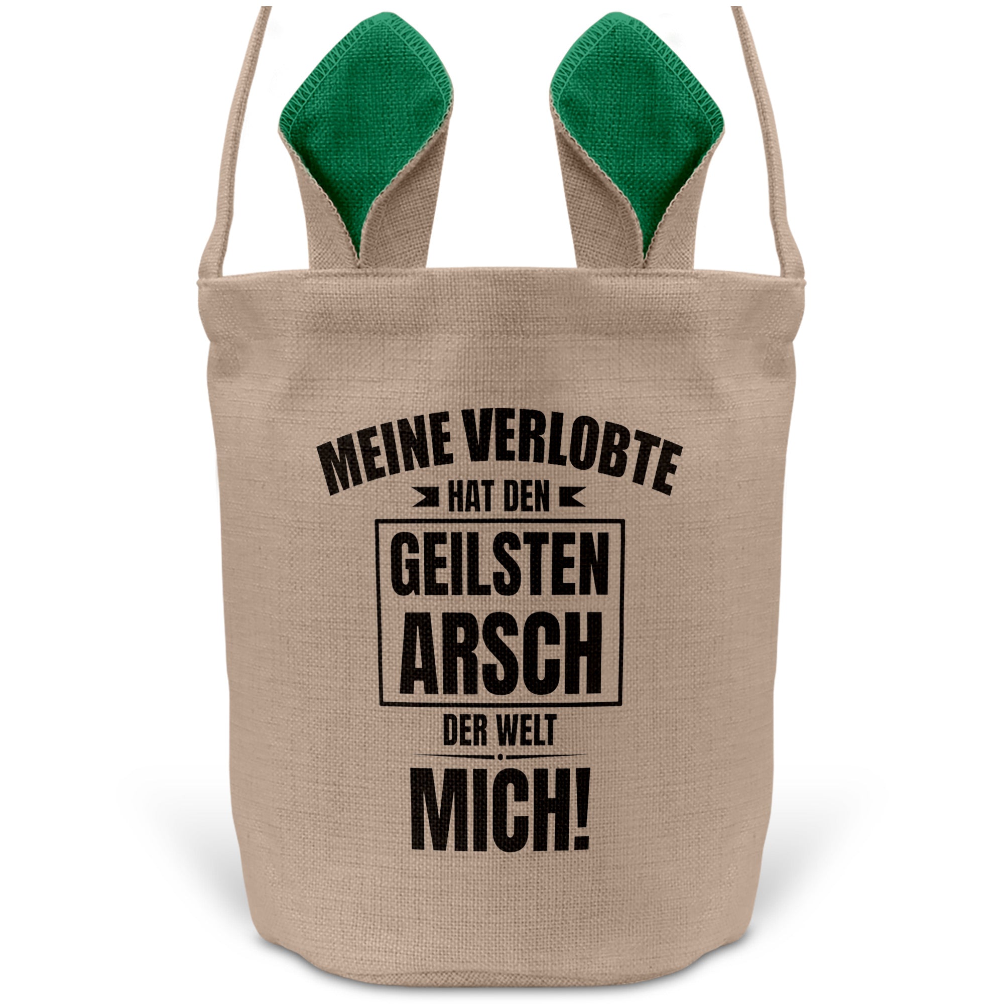 22Feels® Verlobter Männer Osterkorb mit Henkel Ostergeschenk Tragetasche Ostern Deko Osternest Körbchen Hasenohren (Beige/Grün)-Ostern Tragetasche-22Feels