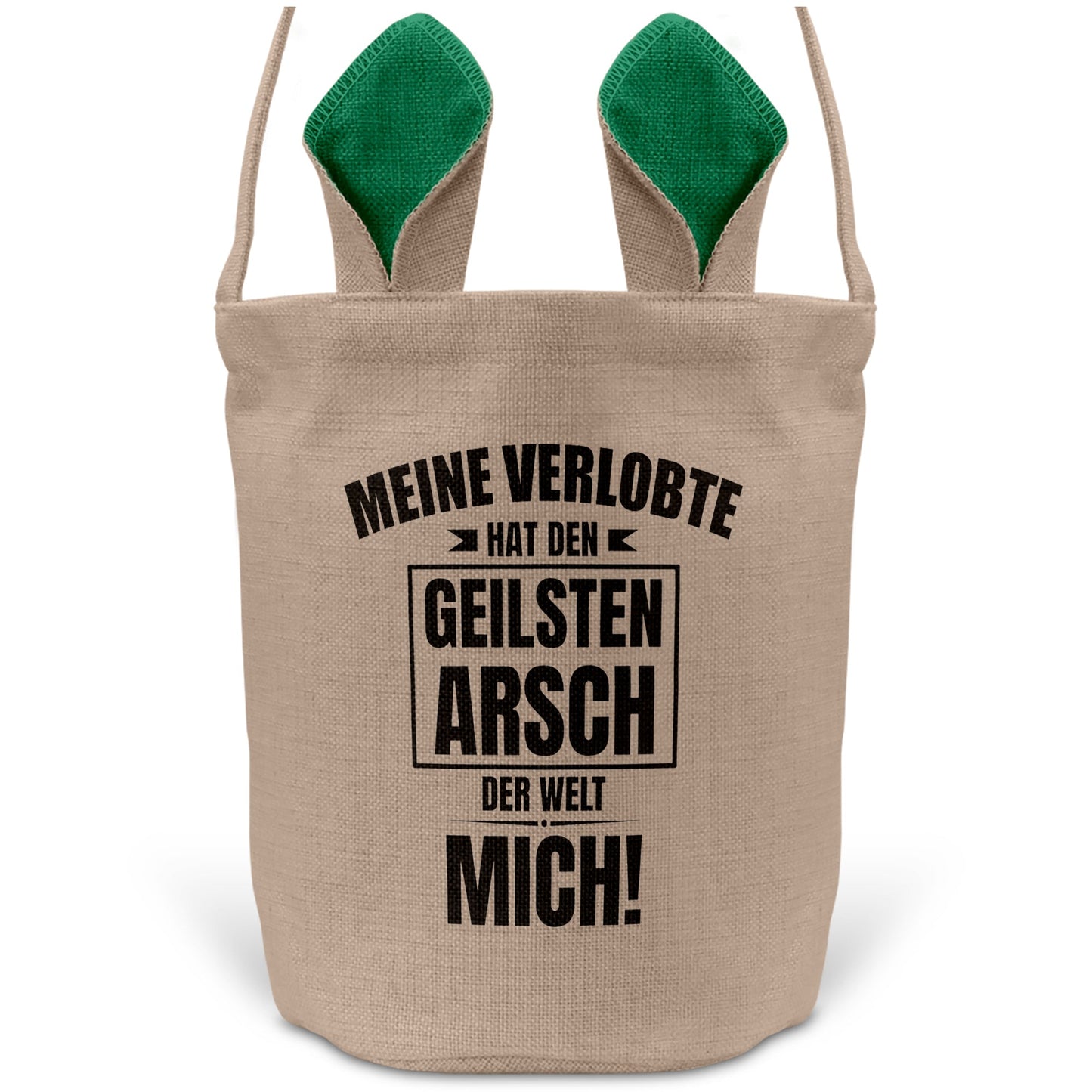22Feels® Verlobter Männer Osterkorb mit Henkel Ostergeschenk Tragetasche Ostern Deko Osternest Körbchen Hasenohren (Beige/Grün)-Ostern Tragetasche-22Feels