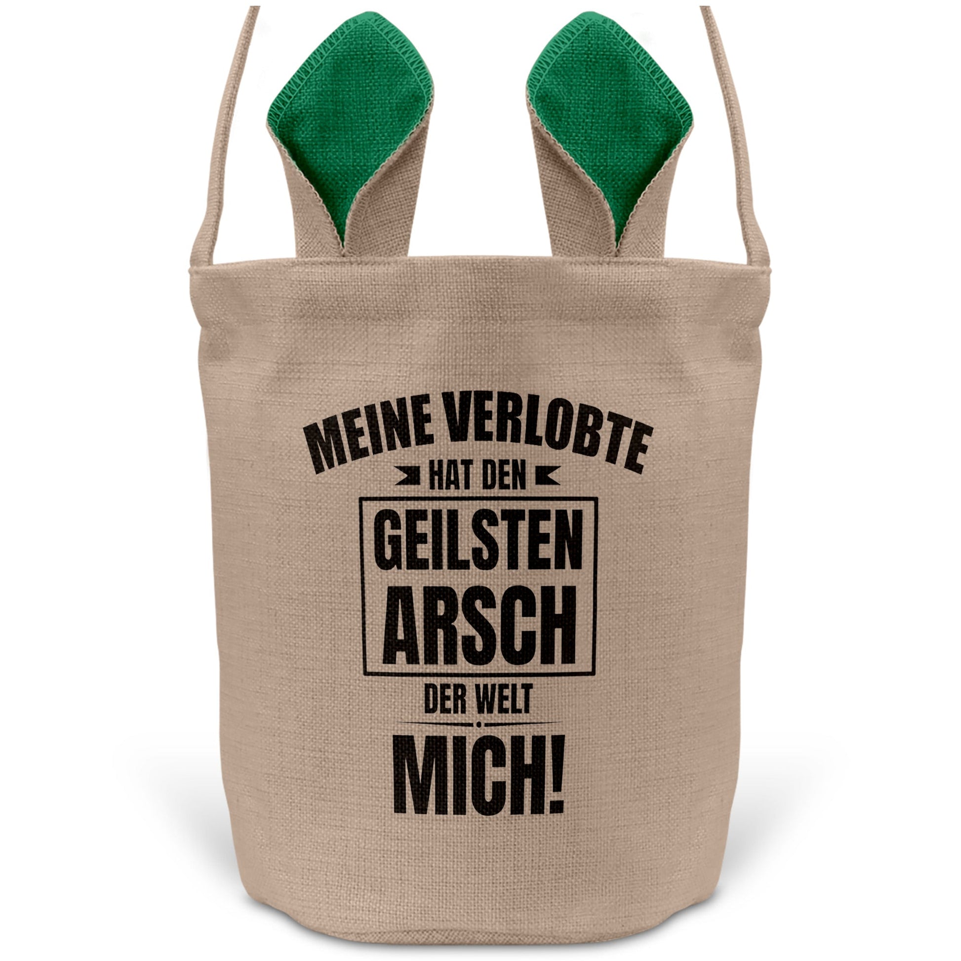 22Feels® Verlobter Männer Osterkorb mit Henkel Ostergeschenk Tragetasche Ostern Deko Osternest Körbchen Hasenohren (Beige/Grün)-Ostern Tragetasche-22Feels