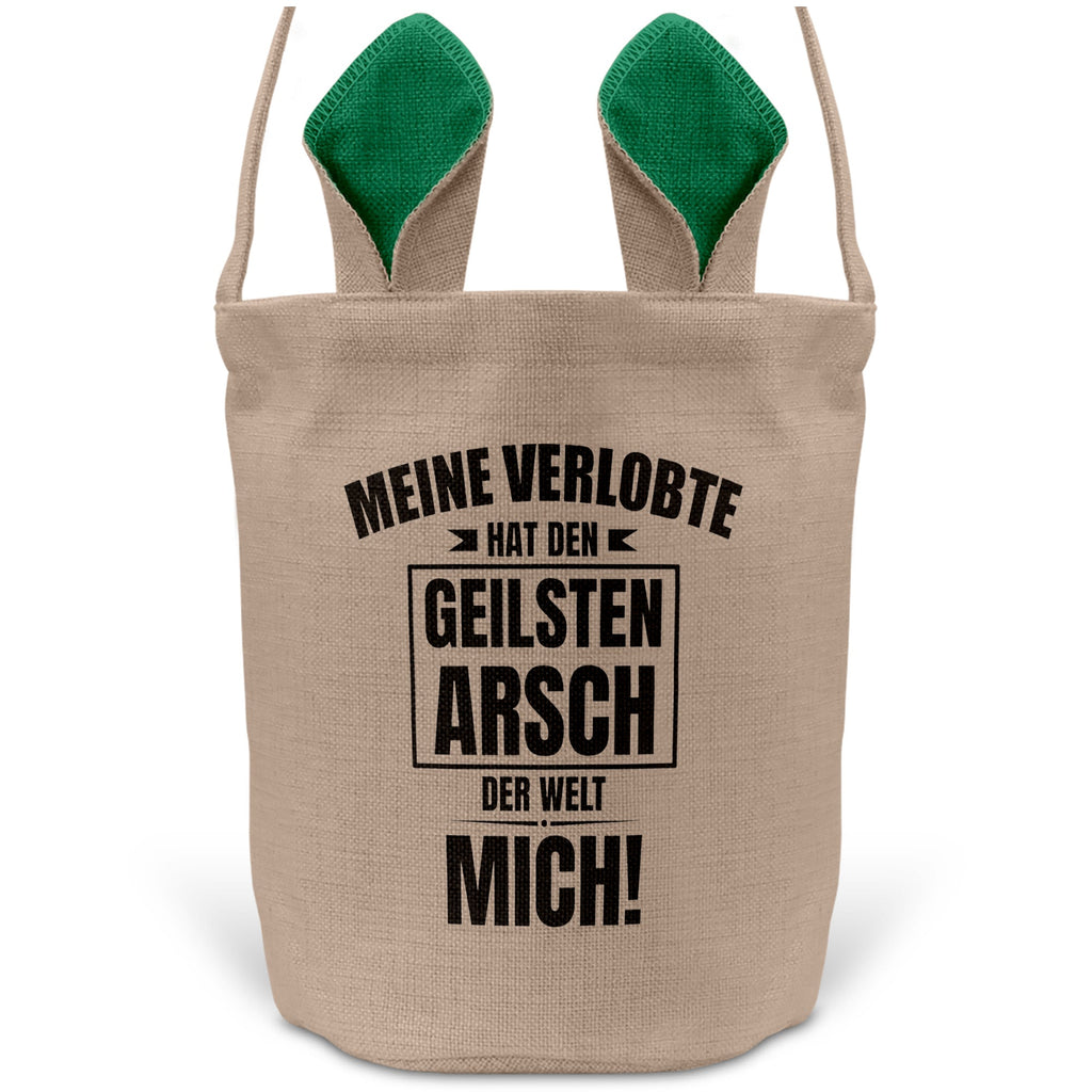 22Feels® Verlobter Männer Osterkorb mit Henkel Ostergeschenk Tragetasche Ostern Deko Osternest Körbchen Hasenohren (Beige/Grün)-Ostern Tragetasche-22Feels