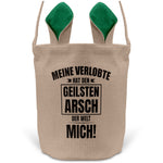 22Feels® Verlobter Männer Osterkorb mit Henkel Ostergeschenk Tragetasche Ostern Deko Osternest Körbchen Hasenohren (Beige/Grün)-Ostern Tragetasche-22Feels