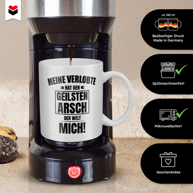 22Feels® Geschenk für verlobte Männer - Tasse mit Spruch: Geilster Arsch (Weiss, 320ml)-Weisse Tasse 320ml-22Feels