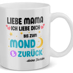 22Feels® Geschenk für Mama von Tochter - Tasse mit Spruch: Ich Liebe Dich Bis Zum Mond (Weiss, 320ml)-Weisse Tasse 320ml-22Feels