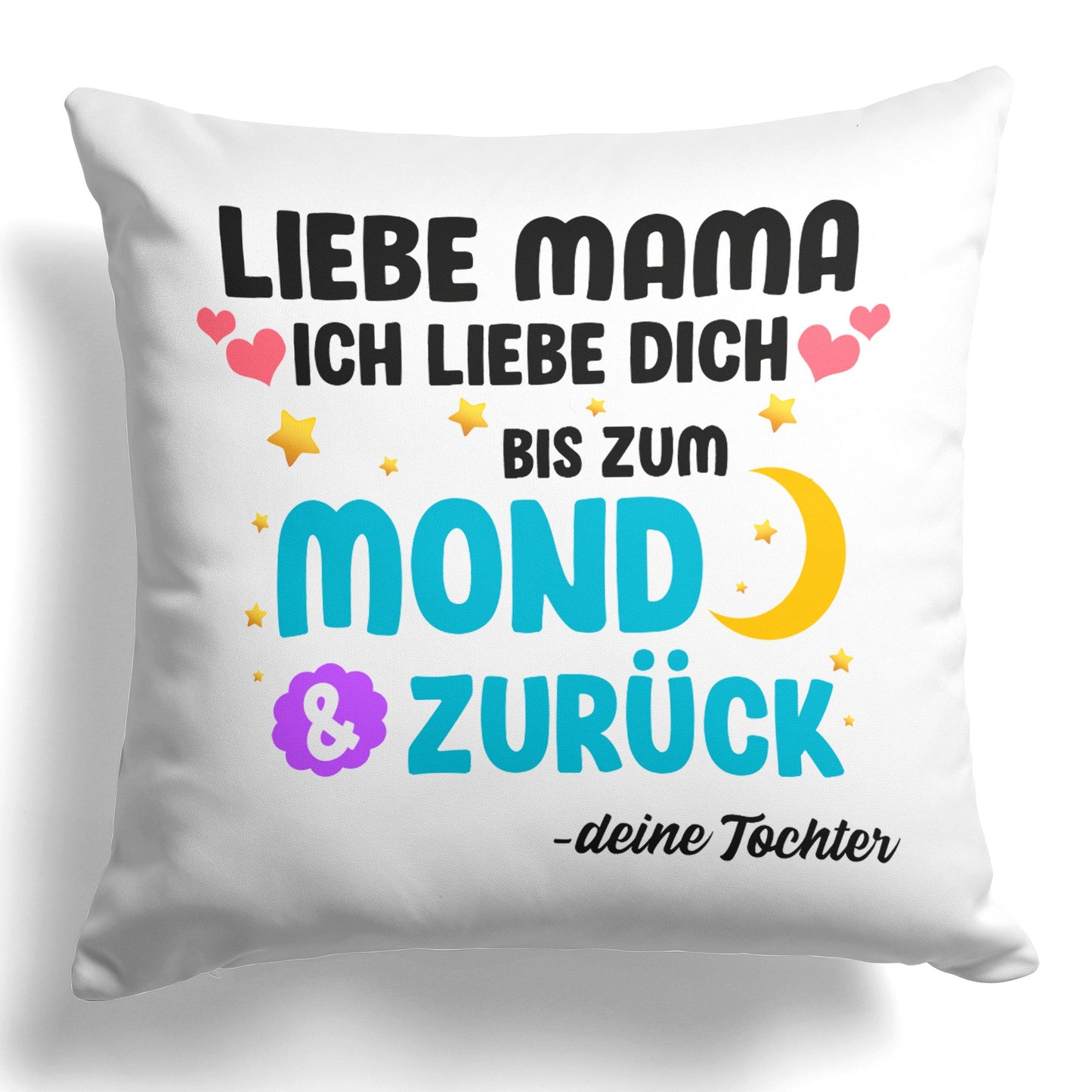 22Feels® Mama Geschenk von der Tochter - Kissen mit Spruch (Weiss 40x40cm)-Kissen Weiss 40x40-22Feels