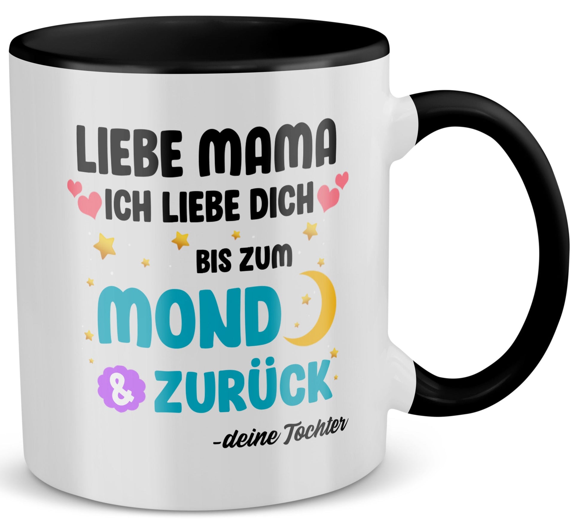 22Feels® Mama Geschenk von Tochter - Tasse mit Spruch (Weiss-Schwarz, 320ml)-TwoTone Tasse Weiss-Schwarz 320ml-22Feels
