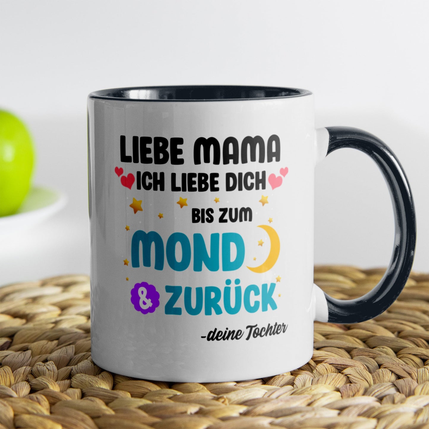 22Feels® Mama Geschenk von Tochter - Tasse mit Spruch (Weiss-Schwarz, 320ml)-TwoTone Tasse Weiss-Schwarz 320ml-22Feels