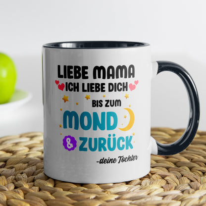 22Feels® Mama Geschenk von Tochter - Tasse mit Spruch (Weiss-Schwarz, 320ml)-TwoTone Tasse Weiss-Schwarz 320ml-22Feels