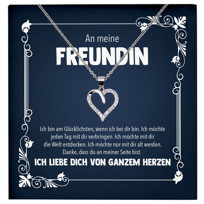 22Feels® Jahrestag, Valentinstag und co. Geschenk für Freundin - Echt Silber 925/000 Schmuckset: Herz Halskette mit Botschaftskarte-Schmuck mit Botschaftskarte - Herz21-22Feels