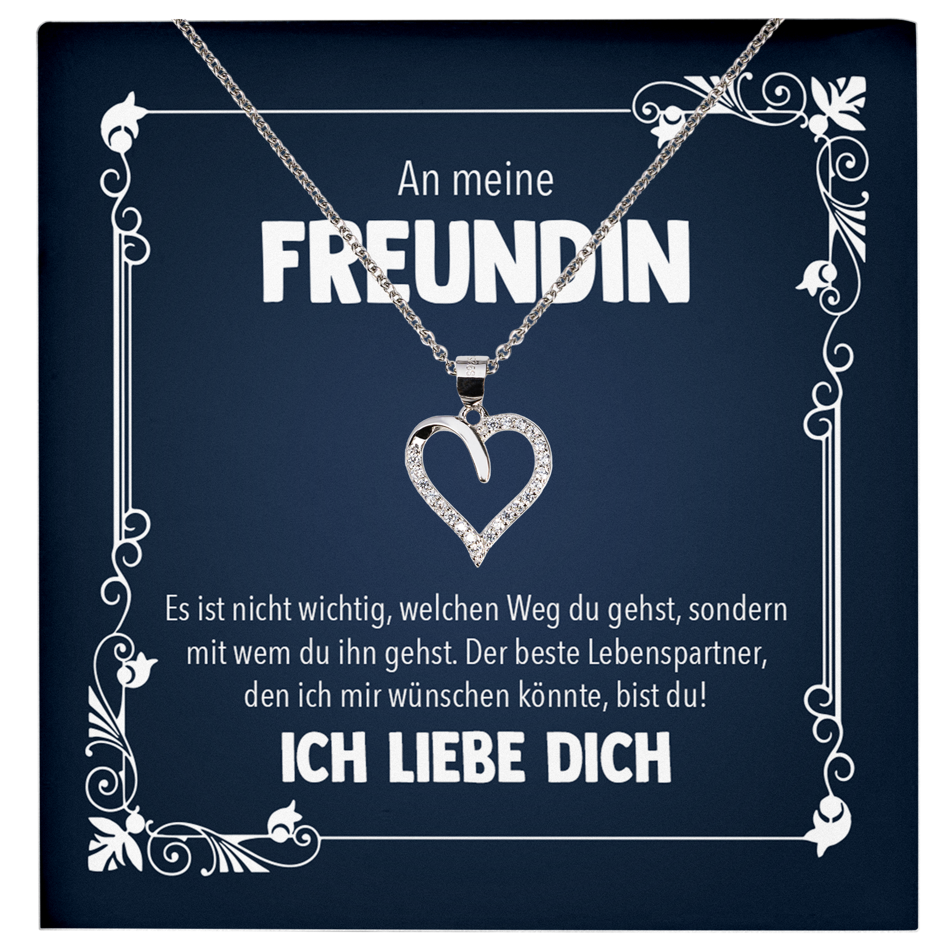 22Feels® Jahrestag, Valentinstag und co. Geschenk für Freundin - Echt Silber 925/000 Schmuckset: Herz Halskette mit Botschaftskarte-Schmuck mit Botschaftskarte - Herz21-22Feels