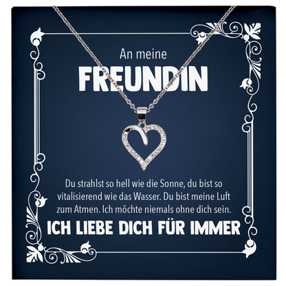 22Feels® Freundin Geschenk zu Jahrestag, Valentinstag und co. - Echt Silber 925/000 Schmuckset: Herz Halskette mit Botschaftskarte-Schmuck mit Botschaftskarte - Herz21-22Feels