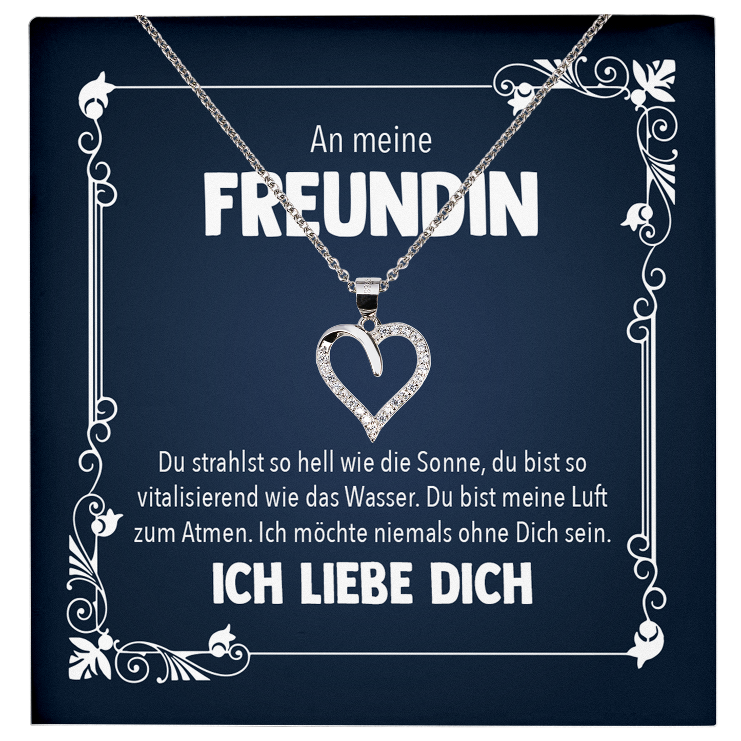 22Feels® Jahrestag, Valentinstag und co. Geschenk für Freundin - Echt Silber 925/000 Schmuckset: Herz Halskette mit Botschaftskarte-Schmuck mit Botschaftskarte - Herz21-22Feels