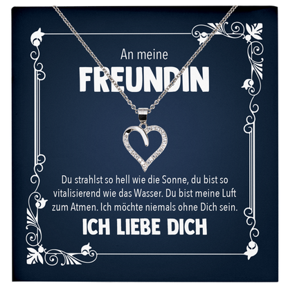 22Feels® Jahrestag, Valentinstag und co. Geschenk für Freundin - Echt Silber 925/000 Schmuckset: Herz Halskette mit Botschaftskarte-Schmuck mit Botschaftskarte - Herz21-22Feels