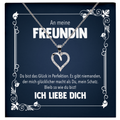 22Feels® Freundin Geschenk zu Jahrestag, Valentinstag und co. - Echt Silber 925/000 Schmuckset: Herz Halskette mit Botschaftskarte-Schmuck mit Botschaftskarte - Herz21-22Feels