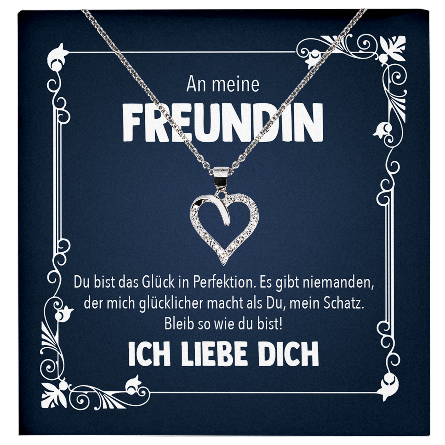 22Feels® Freundin Geschenk zu Jahrestag, Valentinstag und co. - Echt Silber 925/000 Schmuckset: Herz Halskette mit Botschaftskarte-Schmuck mit Botschaftskarte - Herz21-22Feels