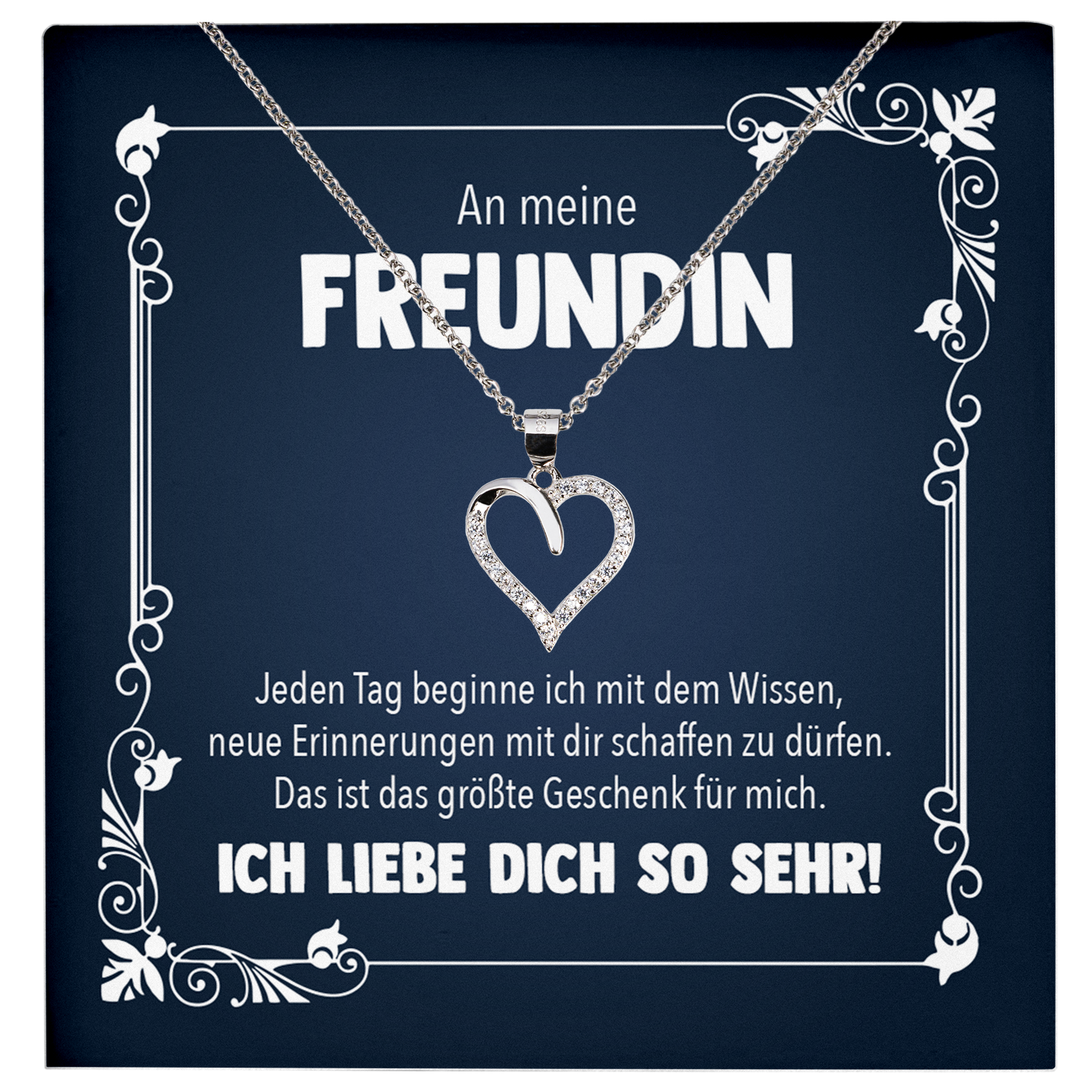 22Feels® Freundin Geschenk zu Jahrestag, Valentinstag und co. - Echt Silber 925/000 Schmuckset: Herz Halskette mit Botschaftskarte-Schmuck mit Botschaftskarte - Herz21-22Feels