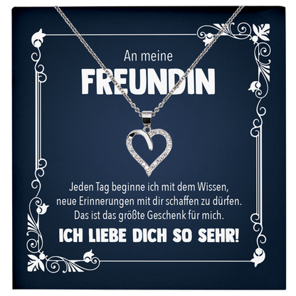 22Feels® Freundin Geschenk zu Jahrestag, Valentinstag und co. - Echt Silber 925/000 Schmuckset: Herz Halskette mit Botschaftskarte-Schmuck mit Botschaftskarte - Herz21-22Feels