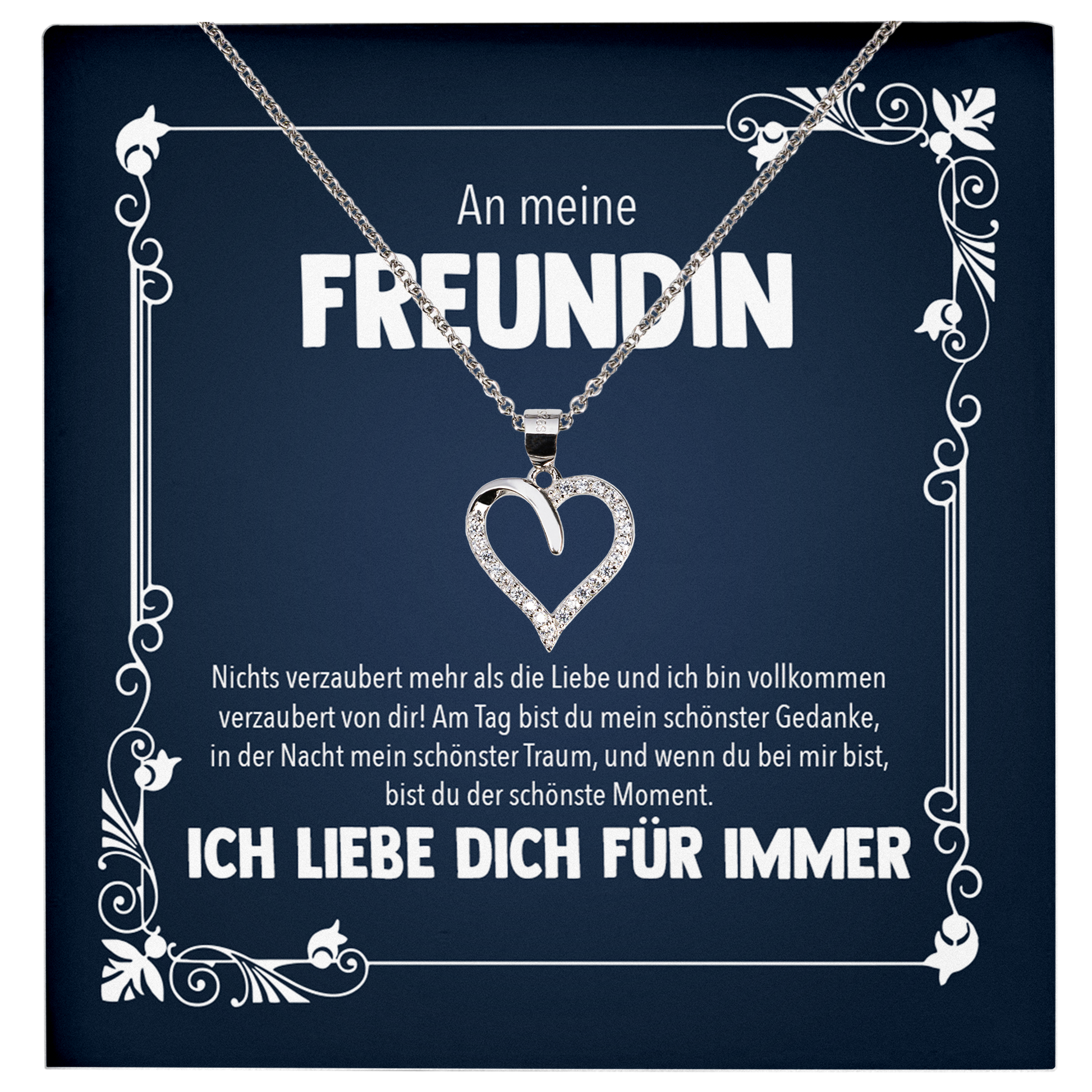 22Feels® Freundin Geschenk zu Jahrestag, Valentinstag und co. - Echt Silber 925/000 Schmuckset: Herz Halskette mit Botschaftskarte-Schmuck mit Botschaftskarte - Herz21-22Feels