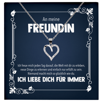 22Feels® Jahrestag, Valentinstag und co. Geschenk für Freundin - Echt Silber 925/000 Schmuckset: Herz Halskette mit Botschaftskarte-Schmuck mit Botschaftskarte - Herz21-22Feels