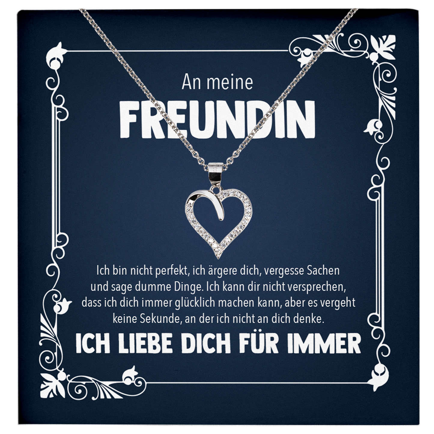 22Feels® Jahrestag, Valentinstag und co. Geschenk für Freundin - Echt Silber 925/000 Schmuckset: Herz Halskette mit Botschaftskarte-Schmuck mit Botschaftskarte - Herz21-22Feels