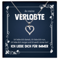 22Feels® Frisch Verlobte Geschenk - Echt Silber 925/000 Schmuckset: Herz Halskette mit Botschaftskarte-Schmuck mit Botschaftskarte - Herz21-22Feels