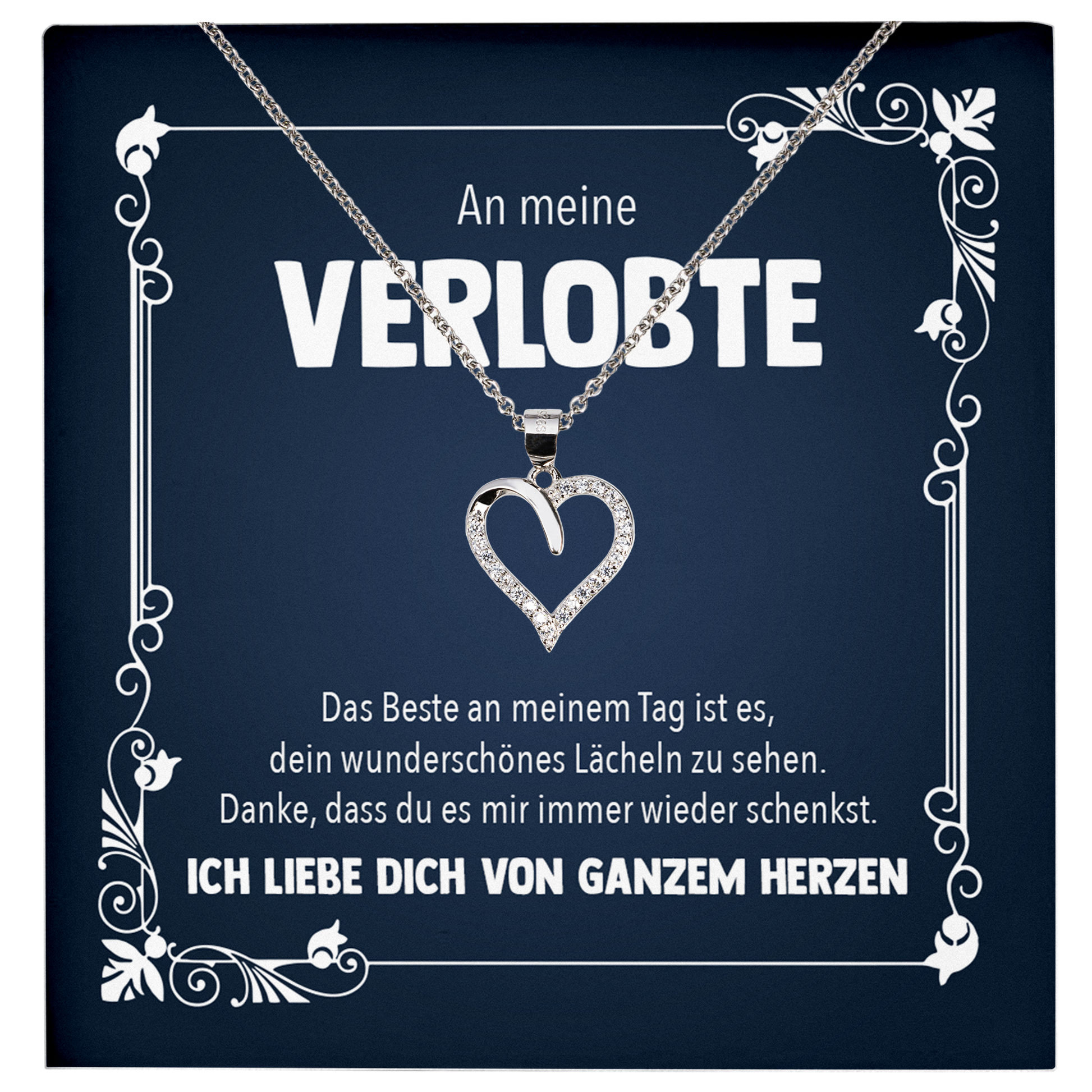 22Feels® Frauen Verlobungsgeschenk - Echt Silber 925/000 Schmuckset: Herz Halskette mit Botschaftskarte-Schmuck mit Botschaftskarte - Herz21-22Feels