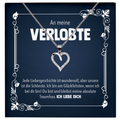 22Feels® Frisch Verlobte Geschenk - Echt Silber 925/000 Schmuckset: Herz Halskette mit Botschaftskarte-Schmuck mit Botschaftskarte - Herz21-22Feels