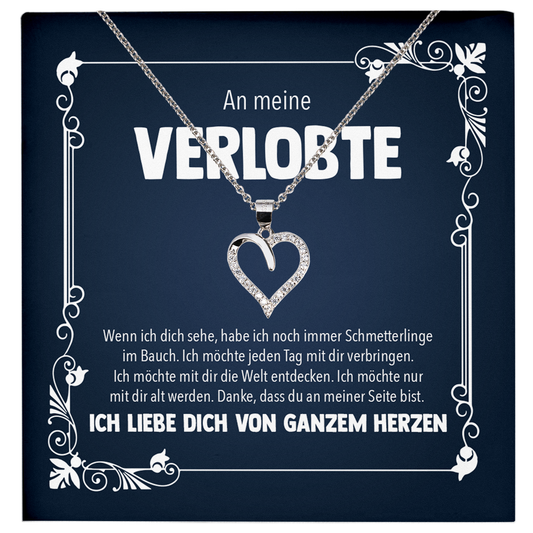 22Feels® Frisch Verlobte Geschenk - Echt Silber 925/000 Schmuckset: Herz Halskette mit Botschaftskarte-Schmuck mit Botschaftskarte - Herz21-22Feels