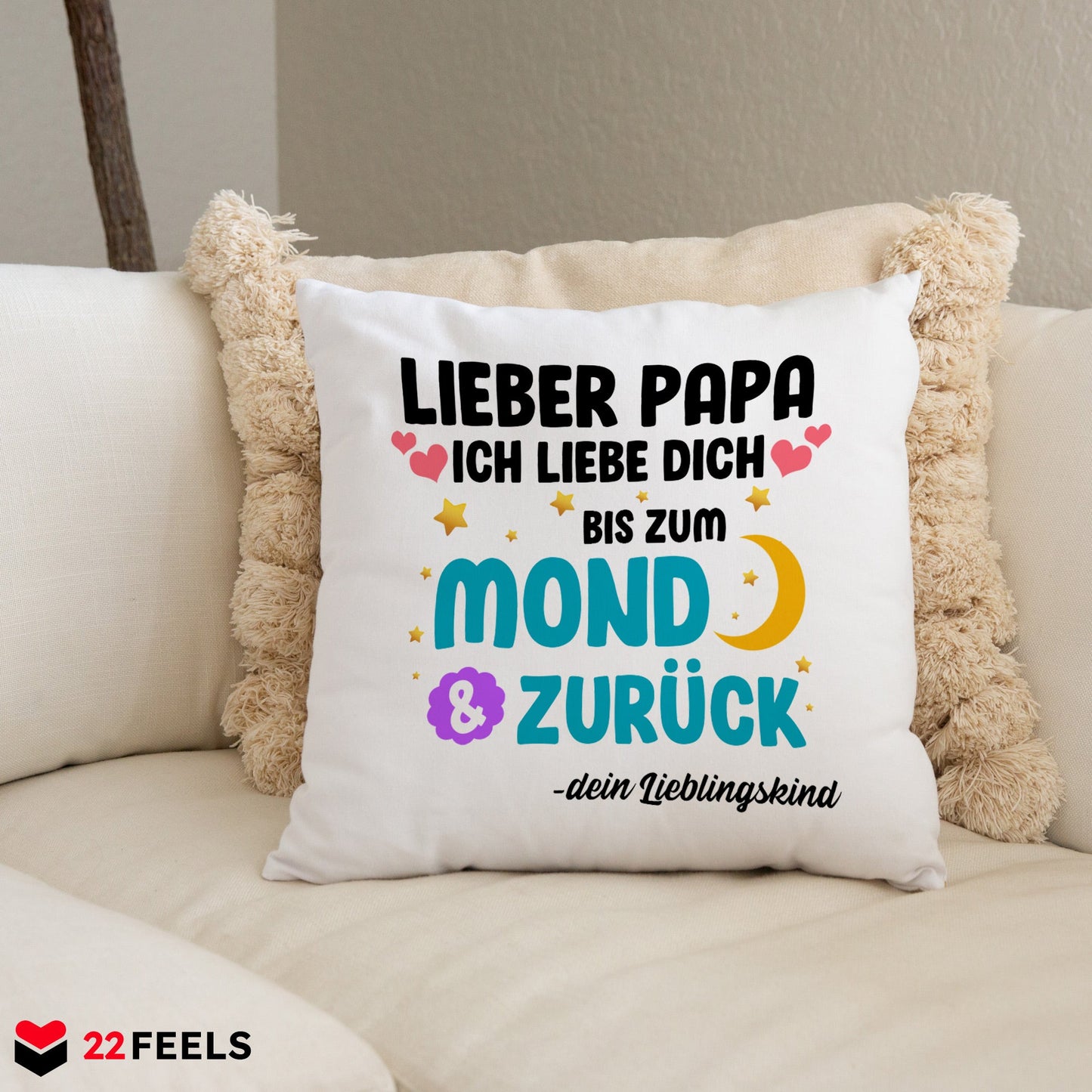 22Feels® Papa Geschenk - Kissen mit Spruch (Weiss 40x40cm)-Kissen Weiss 40x40-22Feels