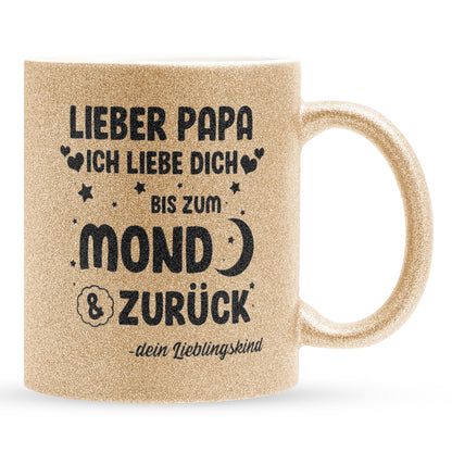 22Feels® Papa Geschenk - Glitzertasse mit Spruch (Gold, 320ml)-Glitzertasse Gold 320ml-22Feels