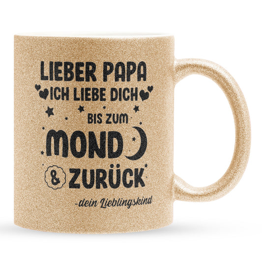 22Feels® Papa Geschenk - Glitzertasse mit Spruch (Gold, 320ml)-Glitzertasse Gold 320ml-22Feels