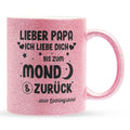 22Feels® Papa Geschenk - Glitzertasse mit Spruch (Pink, 320ml)-Glitzertasse Pink 320ml-22Feels