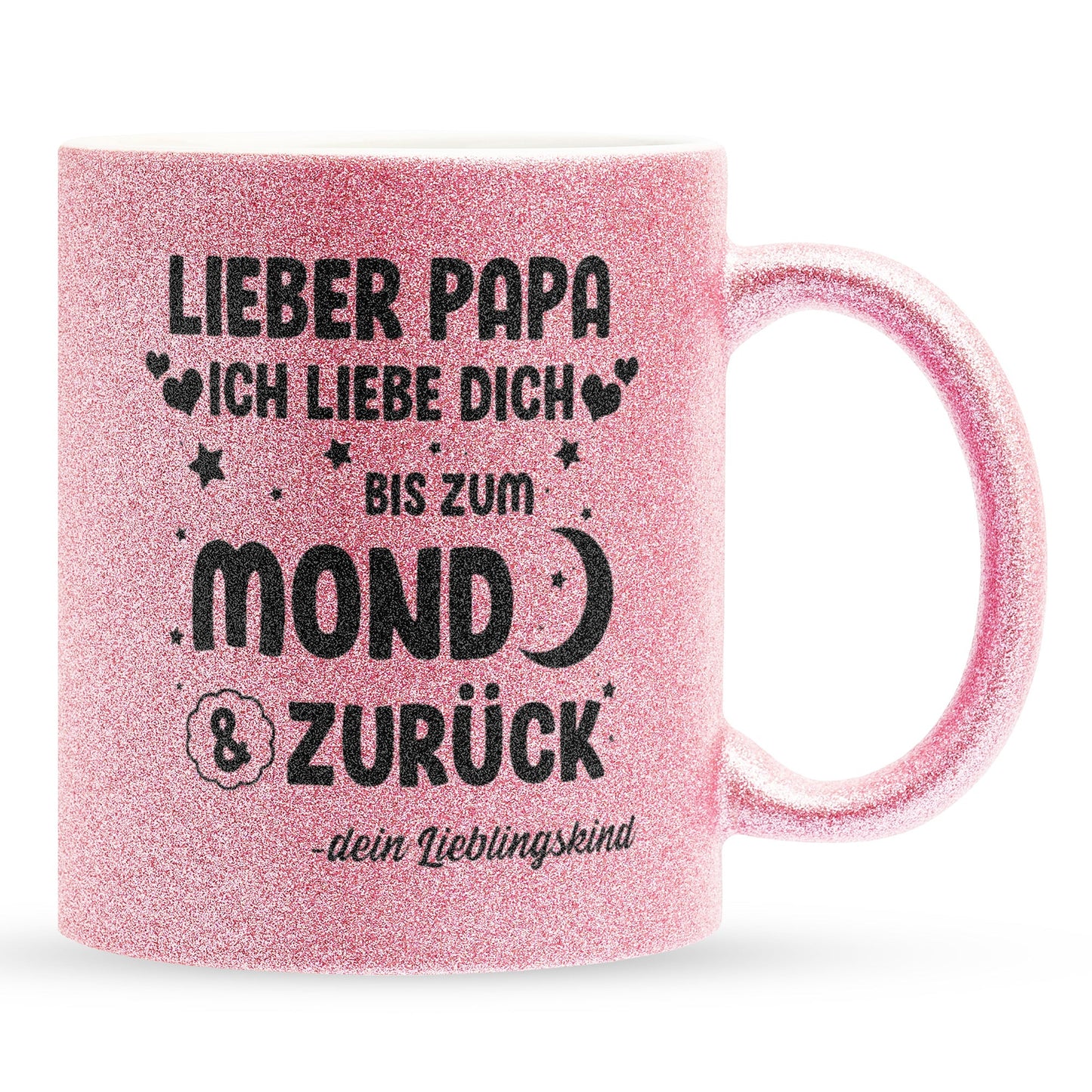 22Feels® Papa Geschenk - Glitzertasse mit Spruch (Pink, 320ml)-Glitzertasse Pink 320ml-22Feels