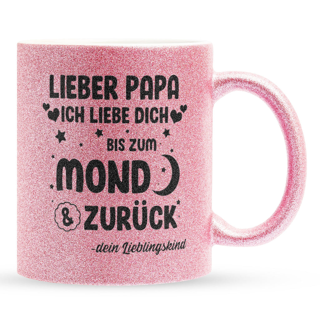 22Feels® Papa Geschenk - Glitzertasse mit Spruch (Pink, 320ml)-Glitzertasse Pink 320ml-22Feels