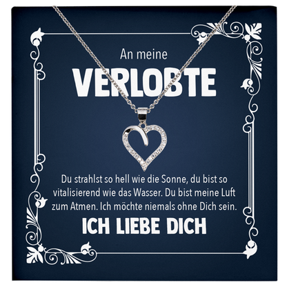 22Feels® Frauen Verlobungsgeschenk - Echt Silber 925/000 Schmuckset: Herz Halskette mit Botschaftskarte-Schmuck mit Botschaftskarte - Herz21-22Feels