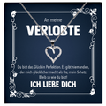 22Feels® Frisch Verlobte Geschenk - Echt Silber 925/000 Schmuckset: Herz Halskette mit Botschaftskarte-Schmuck mit Botschaftskarte - Herz21-22Feels