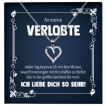 22Feels® Frisch Verlobte Geschenk - Echt Silber 925/000 Schmuckset: Herz Halskette mit Botschaftskarte-Schmuck mit Botschaftskarte - Herz21-22Feels